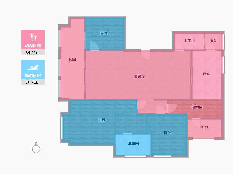 重庆-重庆市-万科御澜道-123.00-户型库-动静分区