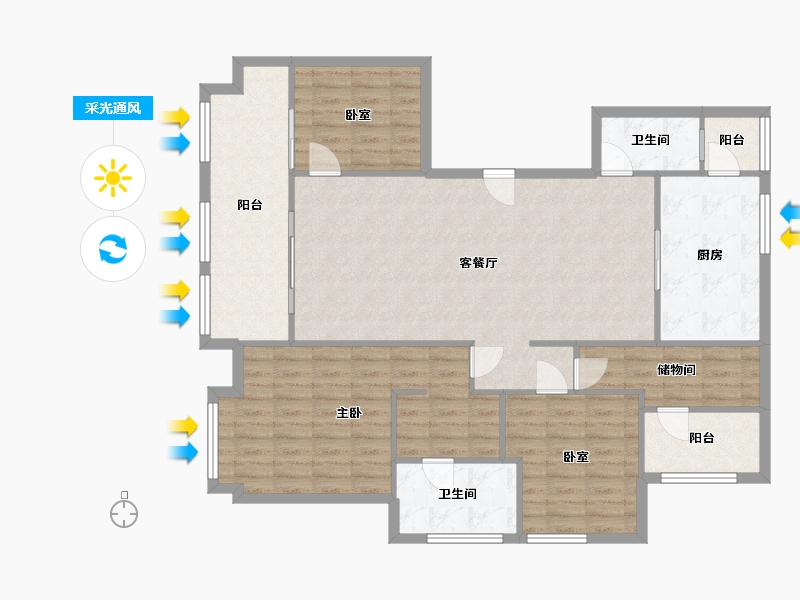 重庆-重庆市-万科御澜道-123.00-户型库-采光通风