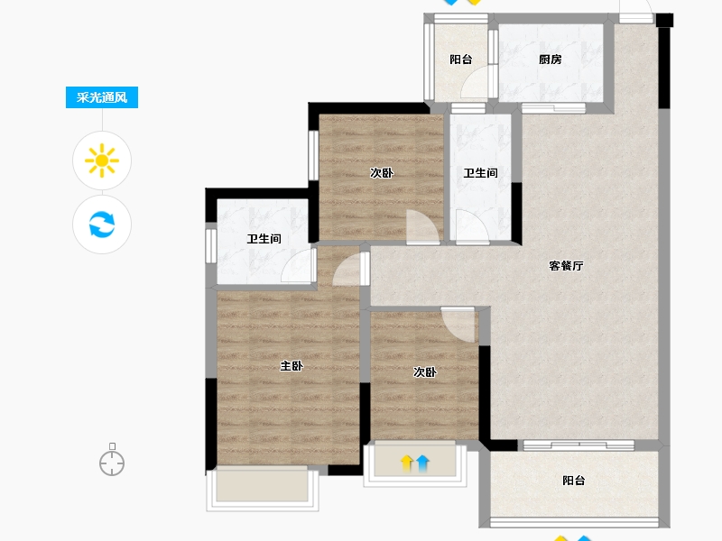 四川省-巴中市-巴中市北辰阳光-105.00-户型库-采光通风