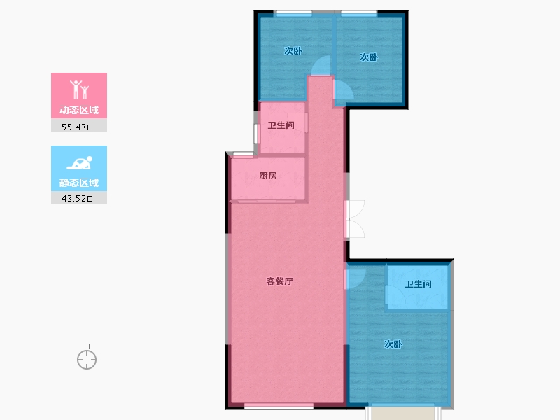 内蒙古自治区-包头市-方兴衞仕府-90.00-户型库-动静分区