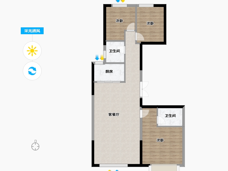 内蒙古自治区-包头市-方兴衞仕府-90.00-户型库-采光通风