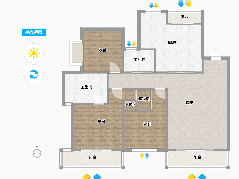 上海-上海市-奥林匹克花园-147.00-户型库-采光通风