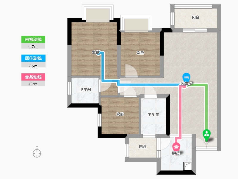 四川省-眉山市-万景·长平院子-67.00-户型库-动静线