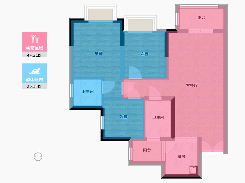 四川省-眉山市-万景·长平院子-67.00-户型库-动静分区