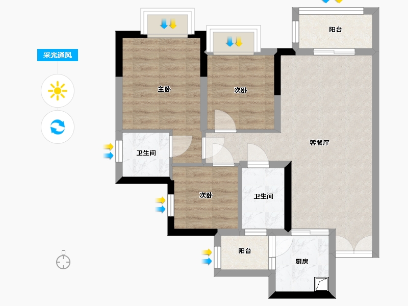 四川省-眉山市-万景·长平院子-67.00-户型库-采光通风