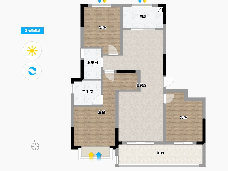 安徽省-阜阳市-融创城-95.00-户型库-采光通风