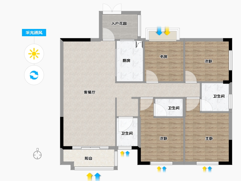 广西壮族自治区-百色市-碧水天和-130.00-户型库-采光通风