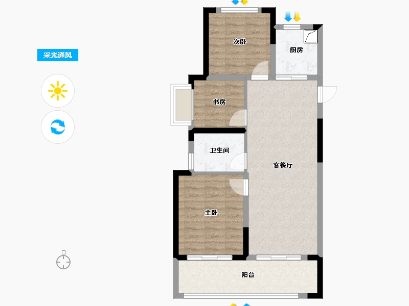 安徽省-阜阳市-融创城-86.00-户型库-采光通风