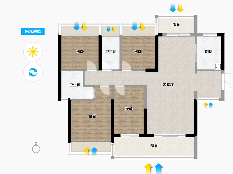 广东省-梅州市-御景中央学府-110.00-户型库-采光通风