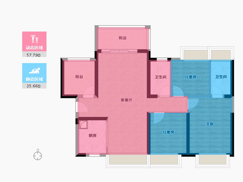 广东省-珠海市-碧桂园华发香洲府-86.64-户型库-动静分区