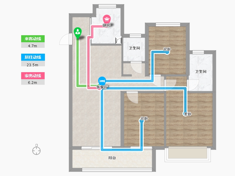 湖北省-鄂州市-葛店金地城与城艺境-86.00-户型库-动静线