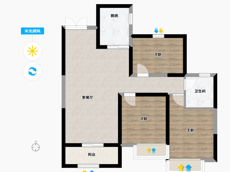 山东省-德州市-德百玫瑰公馆-89.00-户型库-采光通风