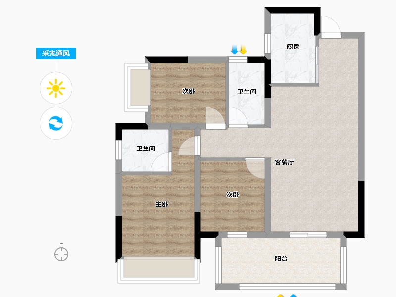 广西壮族自治区-南宁市-阳光城檀悦-95.00-户型库-采光通风