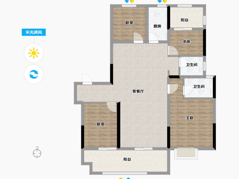 山东省-临沂市-龙城公馆-122.40-户型库-采光通风