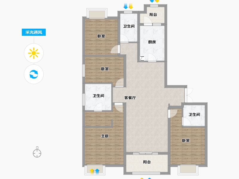 上海-上海市-中粮瑞虹·海景壹号-139.00-户型库-采光通风