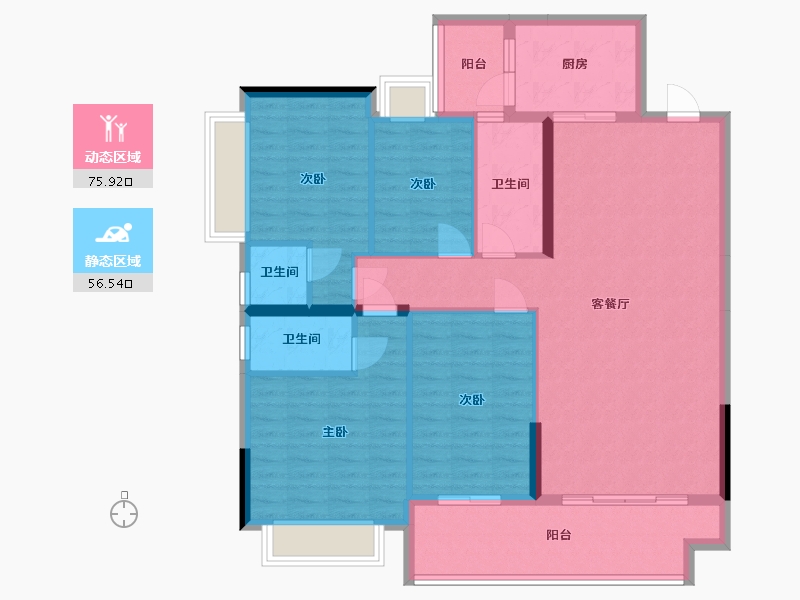 广东省-梅州市-御园中央城-125.00-户型库-动静分区