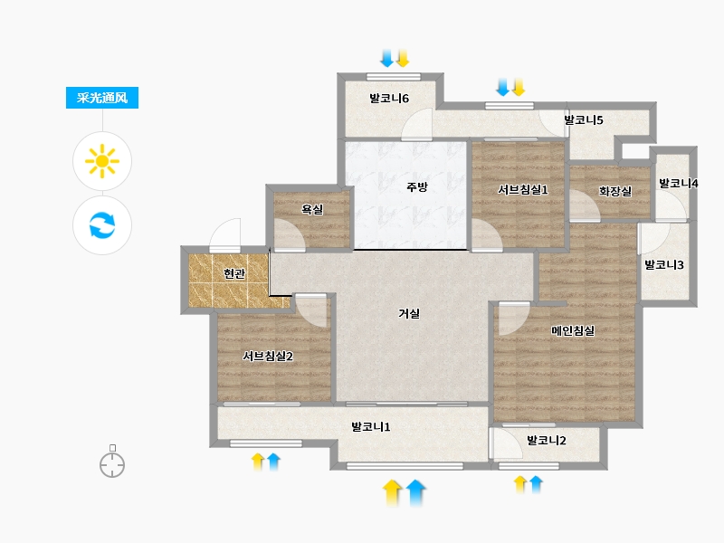 경기도-수원시 권선구-서수원레이크푸르지오2단지-107.95-户型库-采光通风