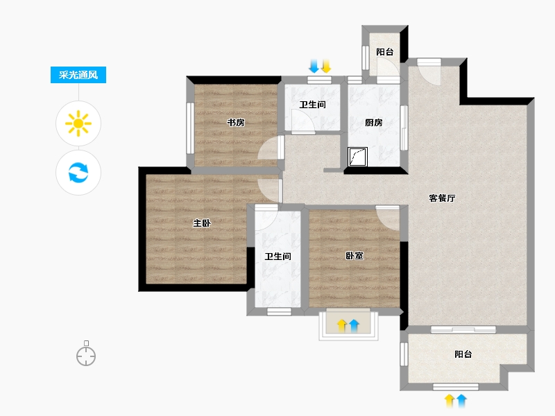 四川省-成都市-城市绿洲B区-94.00-户型库-采光通风