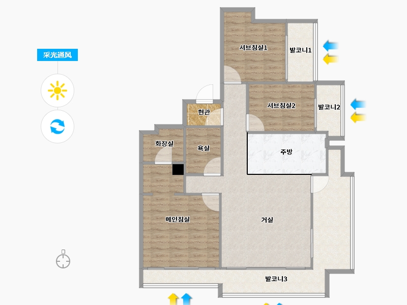 경기도-용인시 기흥구-흥덕우미린레이크포레-113.72-户型库-采光通风