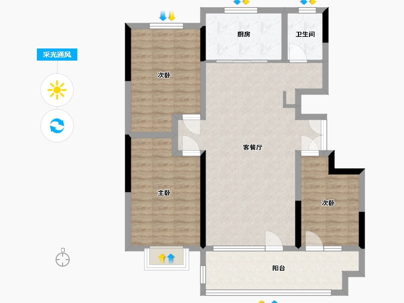 山东省-淄博市-中房翡翠怡景-102.33-户型库-采光通风