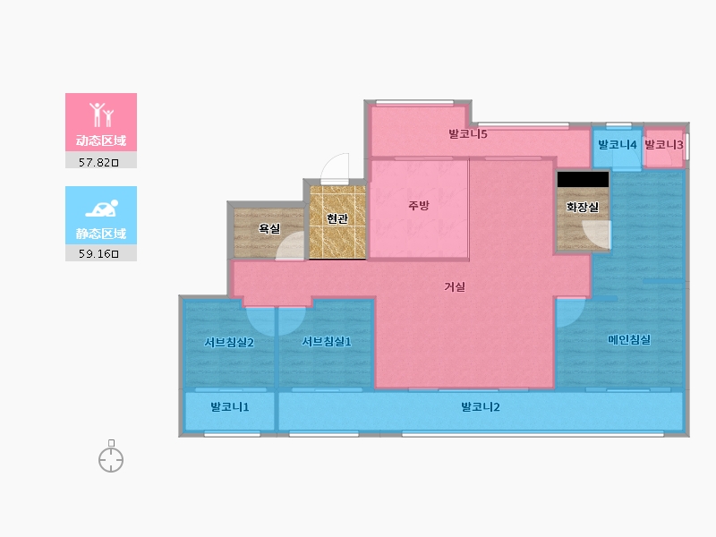 경기도-성남시 분당구-판교원1단지파라곤-119.07-户型库-动静分区