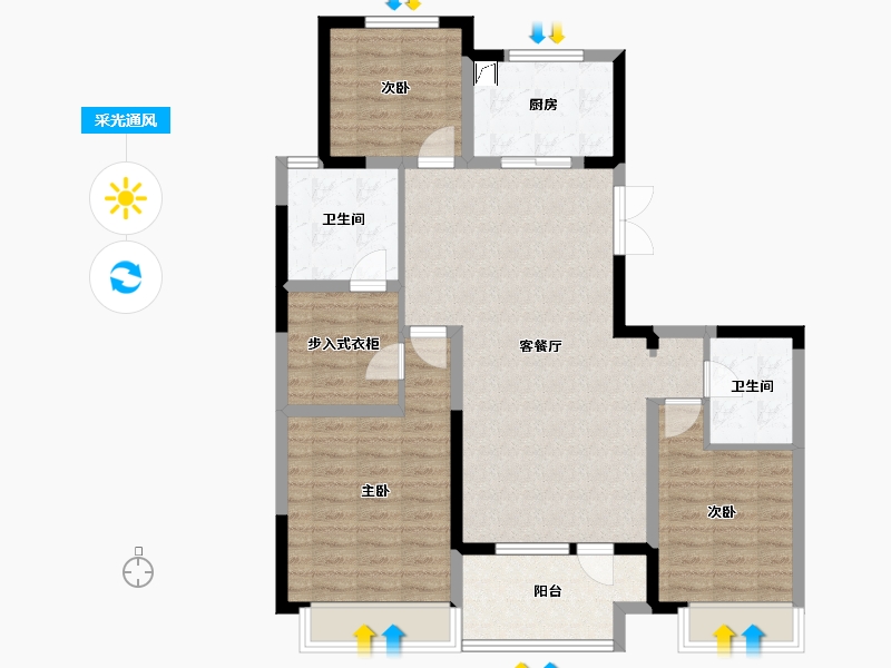 山东省-临沂市-辰坤名门-100.00-户型库-采光通风