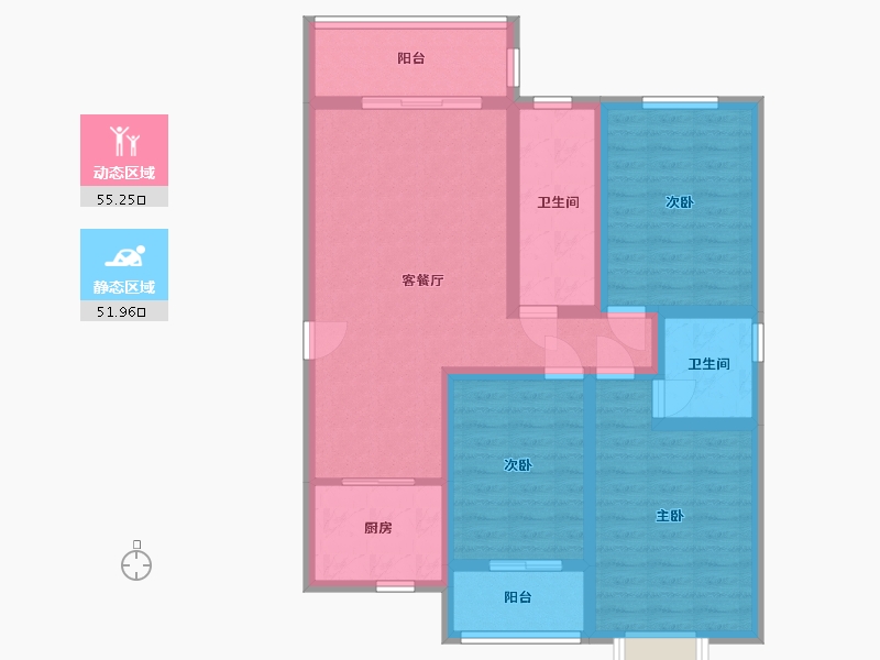 陕西省-咸阳市-中洲蓝湖郡-98.00-户型库-动静分区