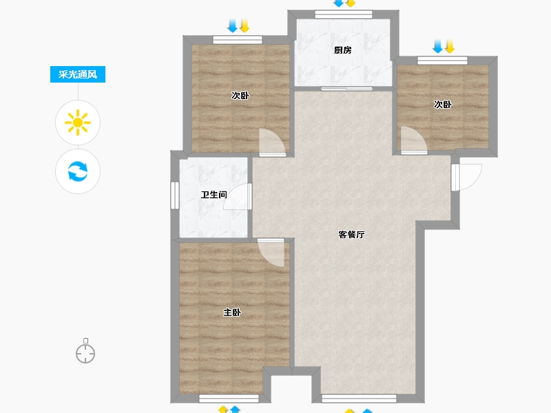 山东省-烟台市-中建悦海和园-72.00-户型库-采光通风