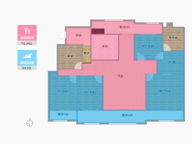 경기도-용인시 기흥구-교동마을현대홈타운-180.46-户型库-动静分区