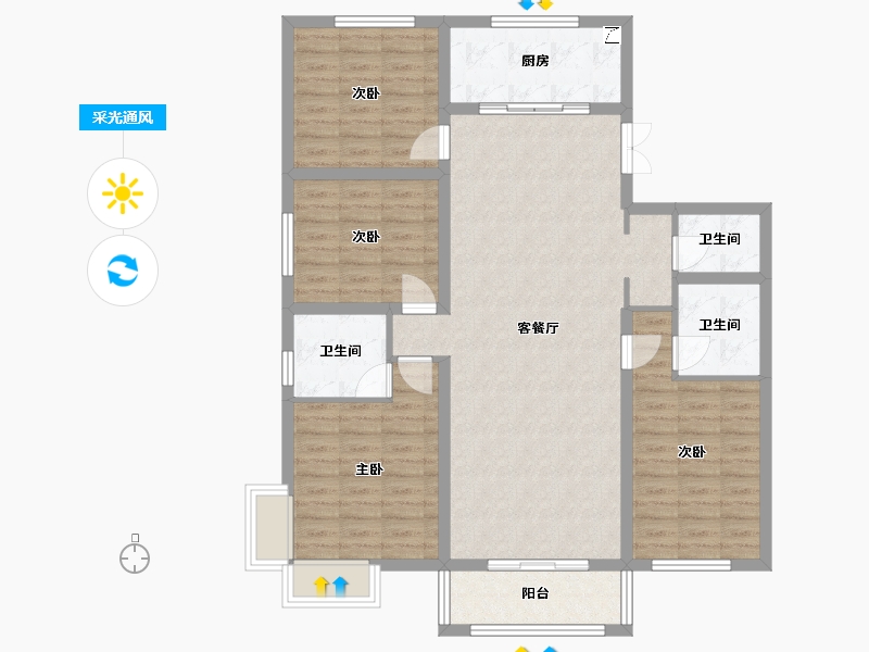 甘肃省-兰州市-时代星空-140.00-户型库-采光通风