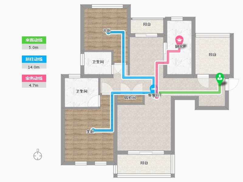 江苏省-苏州市-农房·英伦尊邸-78.00-户型库-动静线