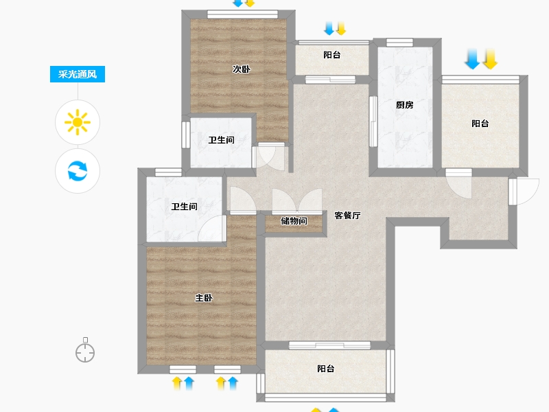 江苏省-苏州市-农房·英伦尊邸-78.00-户型库-采光通风