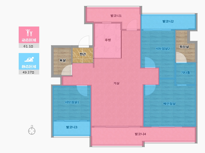 경기도-수원시 팔달구-꽃뫼양지마을현대-112.02-户型库-动静分区