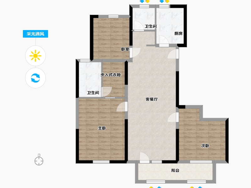 山东省-济宁市-金色兰庭·香堤-106.00-户型库-采光通风