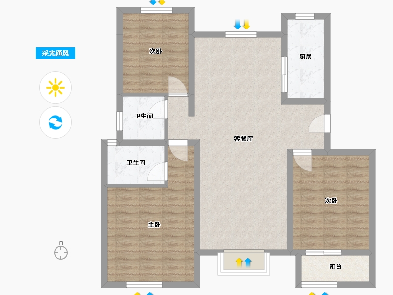 河北省-唐山市-富春山居-100.00-户型库-采光通风