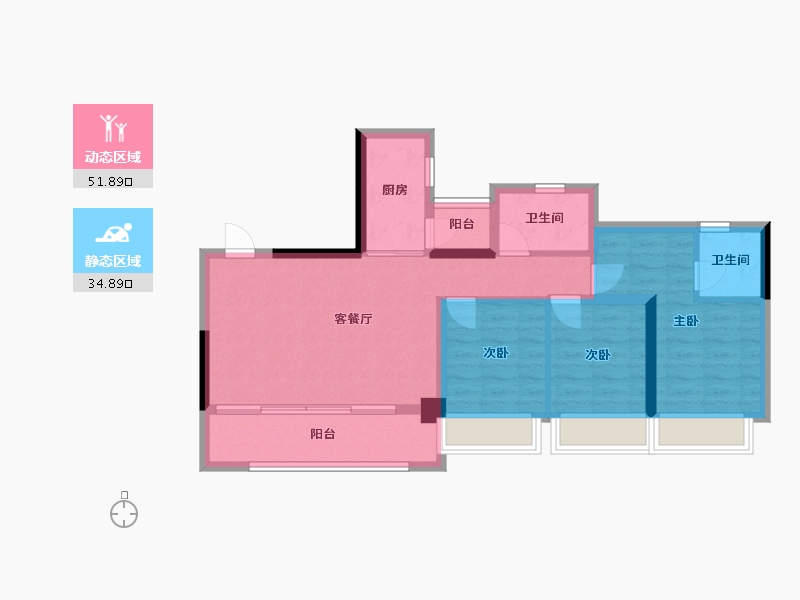 重庆-重庆市-泽京 璟樾府-81.47-户型库-动静分区