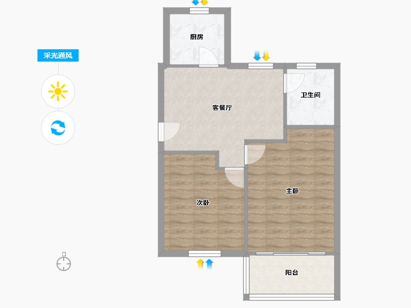 江苏省-苏州市-水香六村-55.30-户型库-采光通风