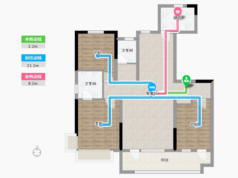 山东省-东营市-凯泽翡翠澜庭-111.19-户型库-动静线