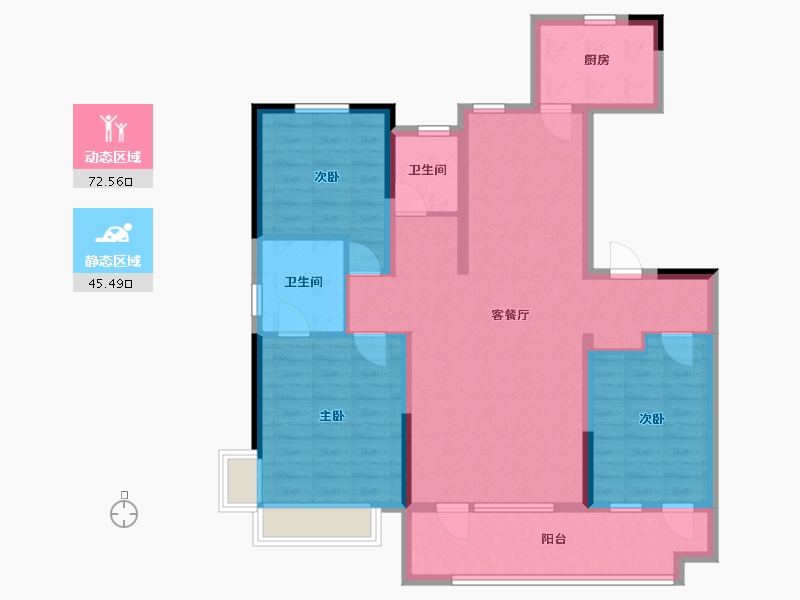 山东省-东营市-凯泽翡翠澜庭-111.19-户型库-动静分区