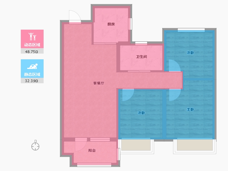 山东省-烟台市-辉盛岚海小区-71.00-户型库-动静分区