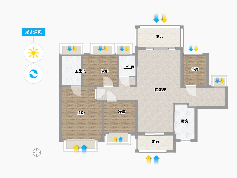 广东省-汕头市-天韵雅苑-98.00-户型库-采光通风