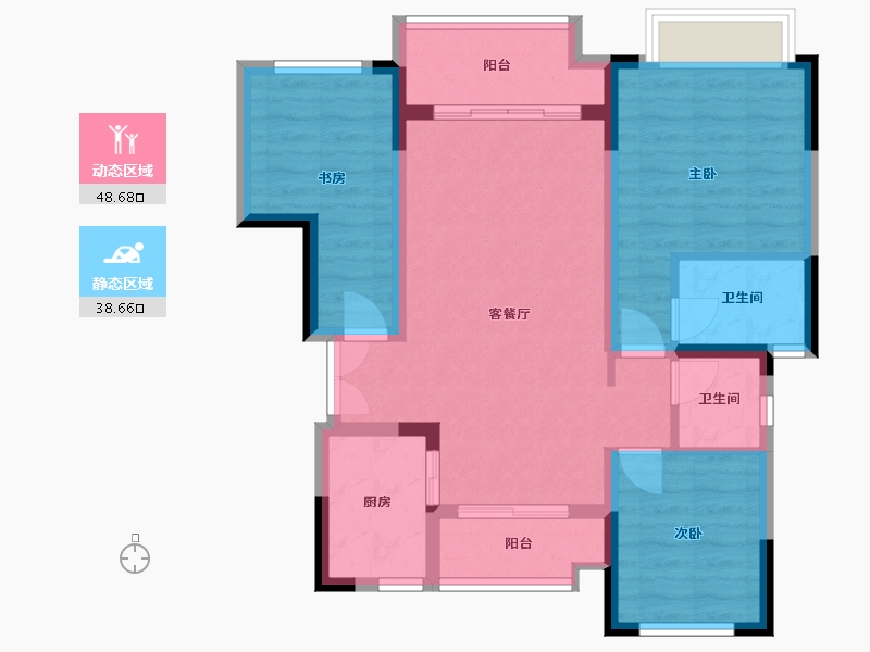 重庆-重庆市-电建泷悦华府-83.00-户型库-动静分区