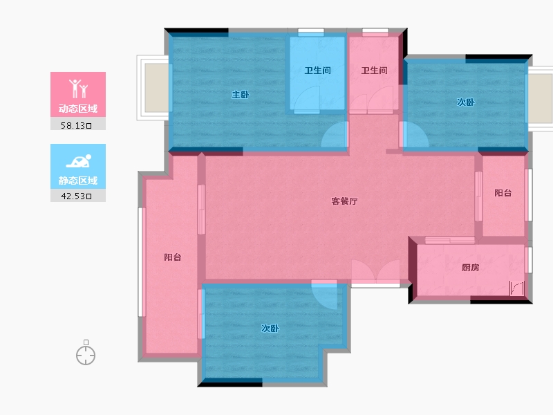 重庆-重庆市-金科·中央公园城-93.00-户型库-动静分区