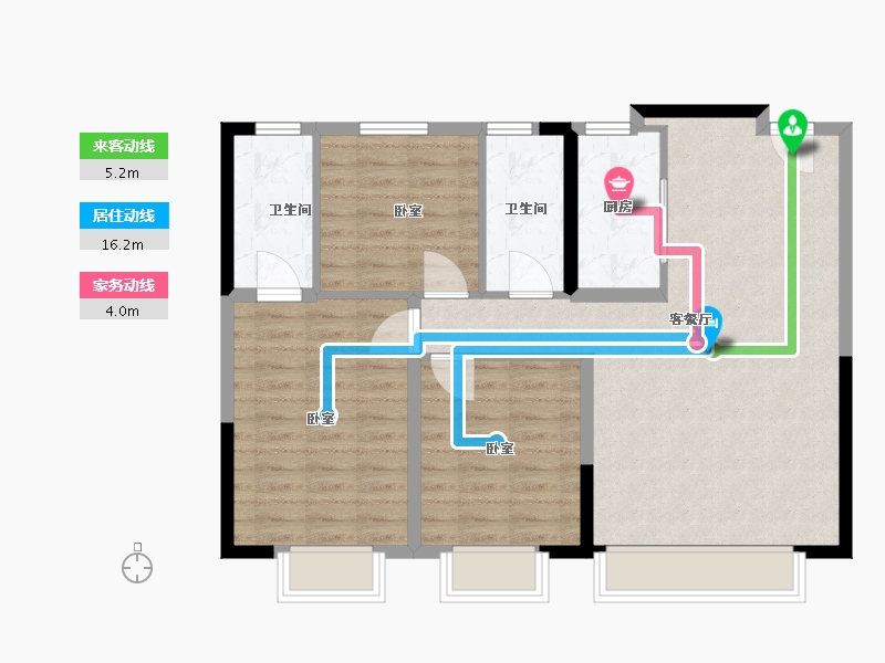 内蒙古自治区-赤峰市-泽信云筑-87.00-户型库-动静线