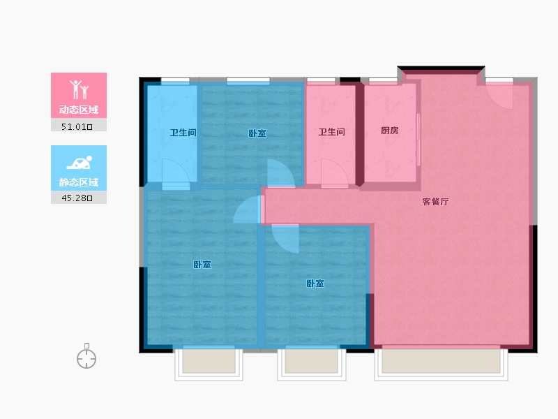 内蒙古自治区-赤峰市-泽信云筑-87.00-户型库-动静分区