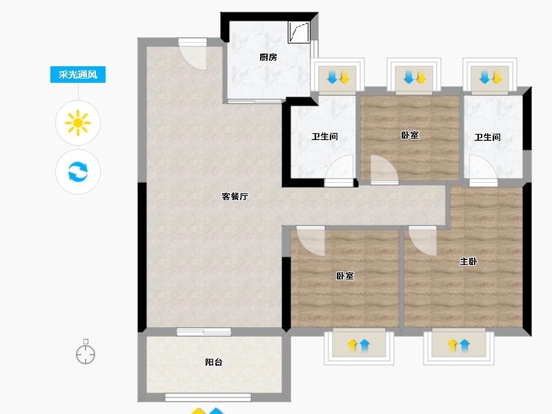 福建省-福州市-龙湖兰园·天序-86.81-户型库-采光通风