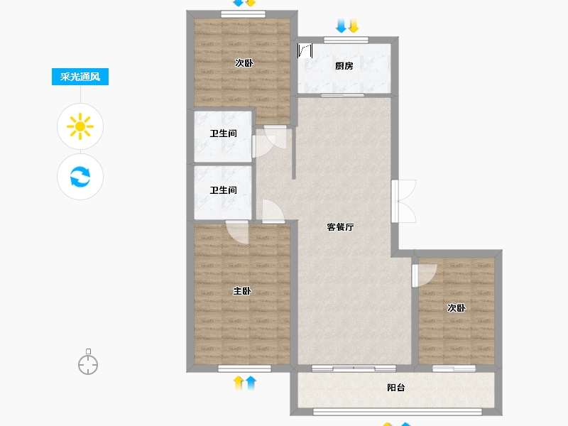 辽宁省-铁岭市-中央公园-120.00-户型库-采光通风