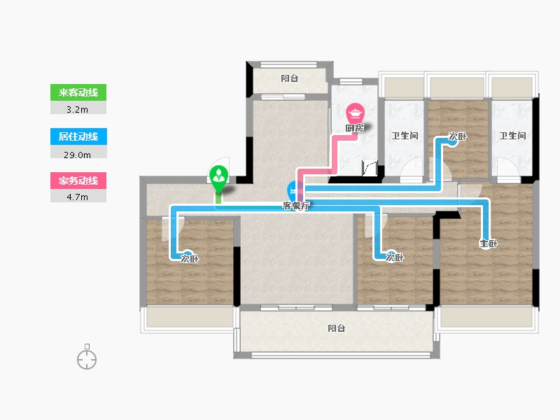 安徽省-阜阳市-银杏苑-105.69-户型库-动静线