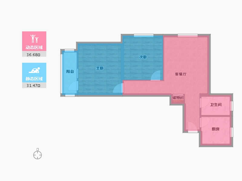 北京-北京市-八角南里小区-56.50-户型库-动静分区