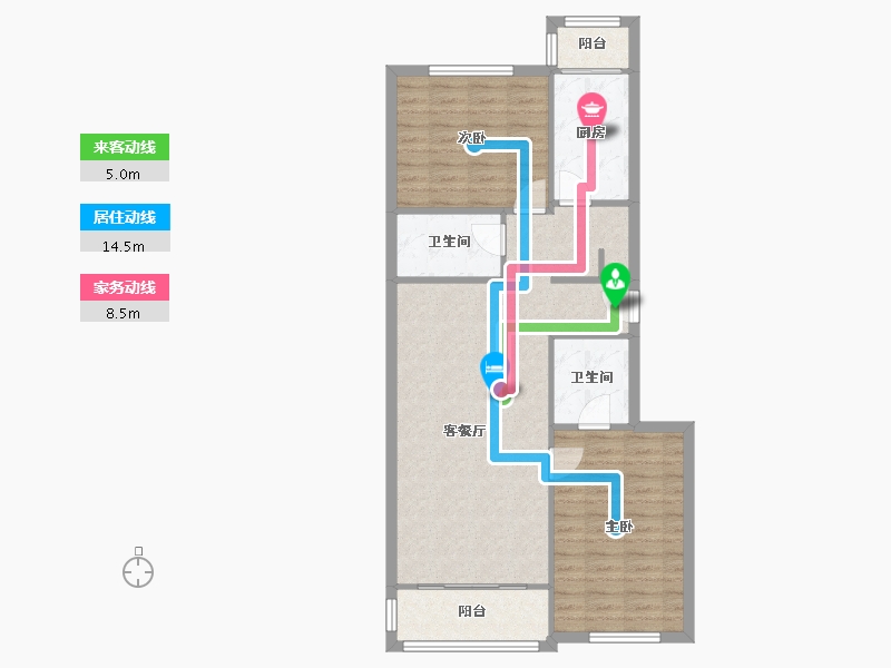 北京-北京市-西上园-一区-90.00-户型库-动静线